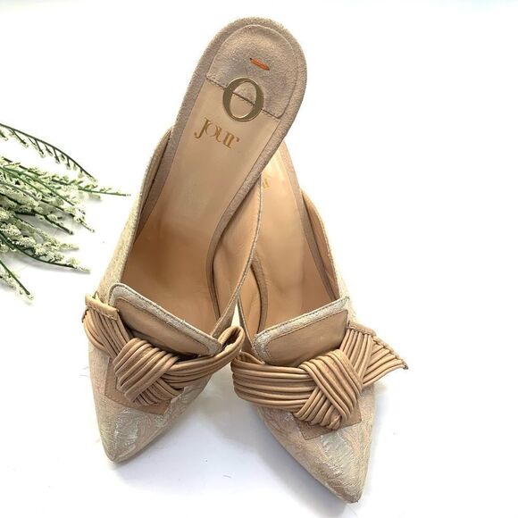 O Jour Old Satin/Leather Mules Wedding/Bridal - Picture 4 of 8